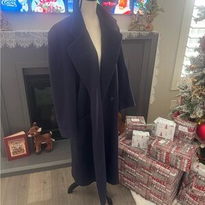Women’s Tuscan New York Navy Wool Long Classic Tailored Overcoat size 8